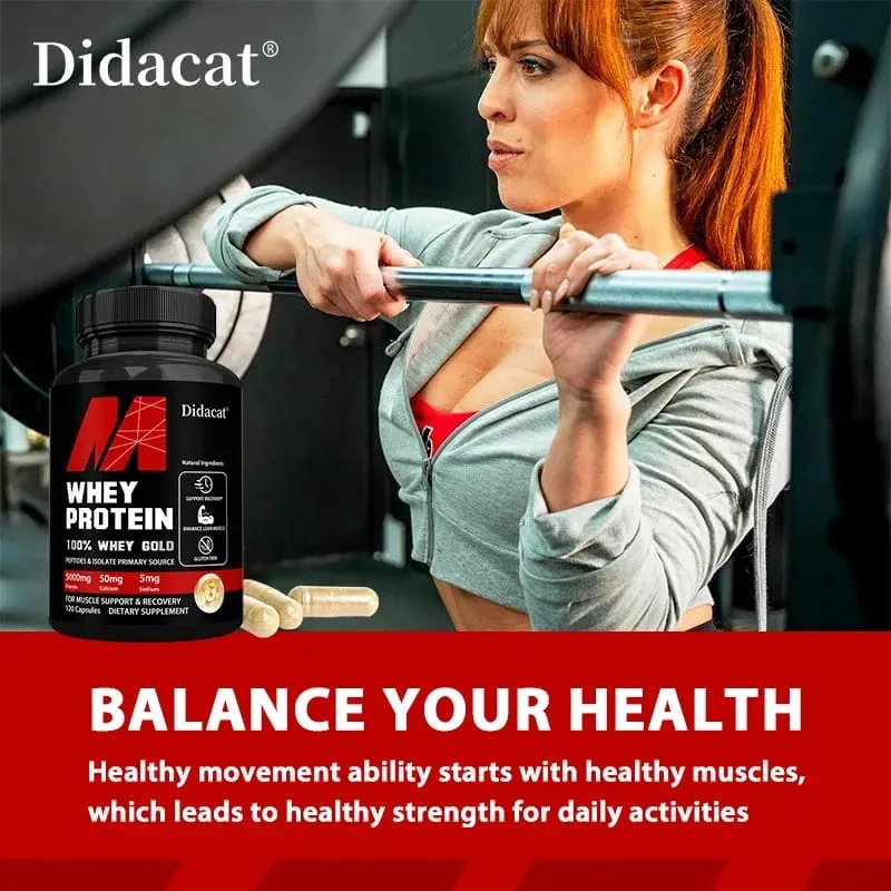 Didacat Whey Protein Concentrate with 5000mg Protein Gluten Free & Non-GMO Boost Immunity and Support Post-exercise Recovery — image 3