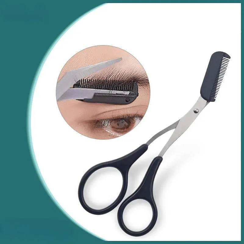 3pcs Eyebrow Trimming Tools Stainless Steel Eyebrow Tweezer Scissors with Comb Razor Makeup Tools Face Care — image 3