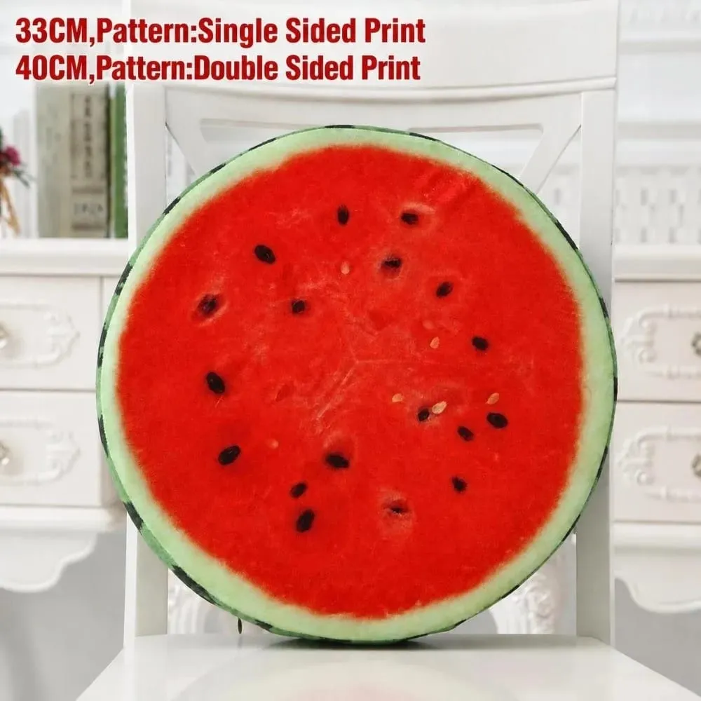 Soft Round Fruit Pillow Simulation Fruit Slice Print Seat Cushion Stuffed Inner Plush Fabric Sofa Cushion Sofa Decor
