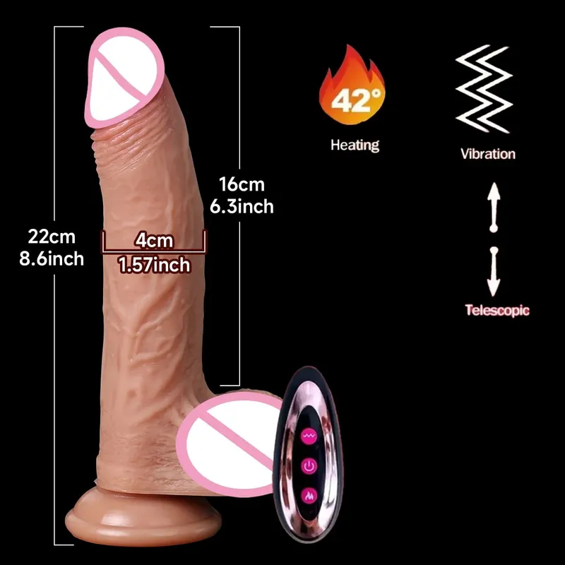 Realistic Soft Silicone Dildo with Suction Cup Vibration Heating For Women Masturbation G-spot Adult Sex Toys Anal Stimulation