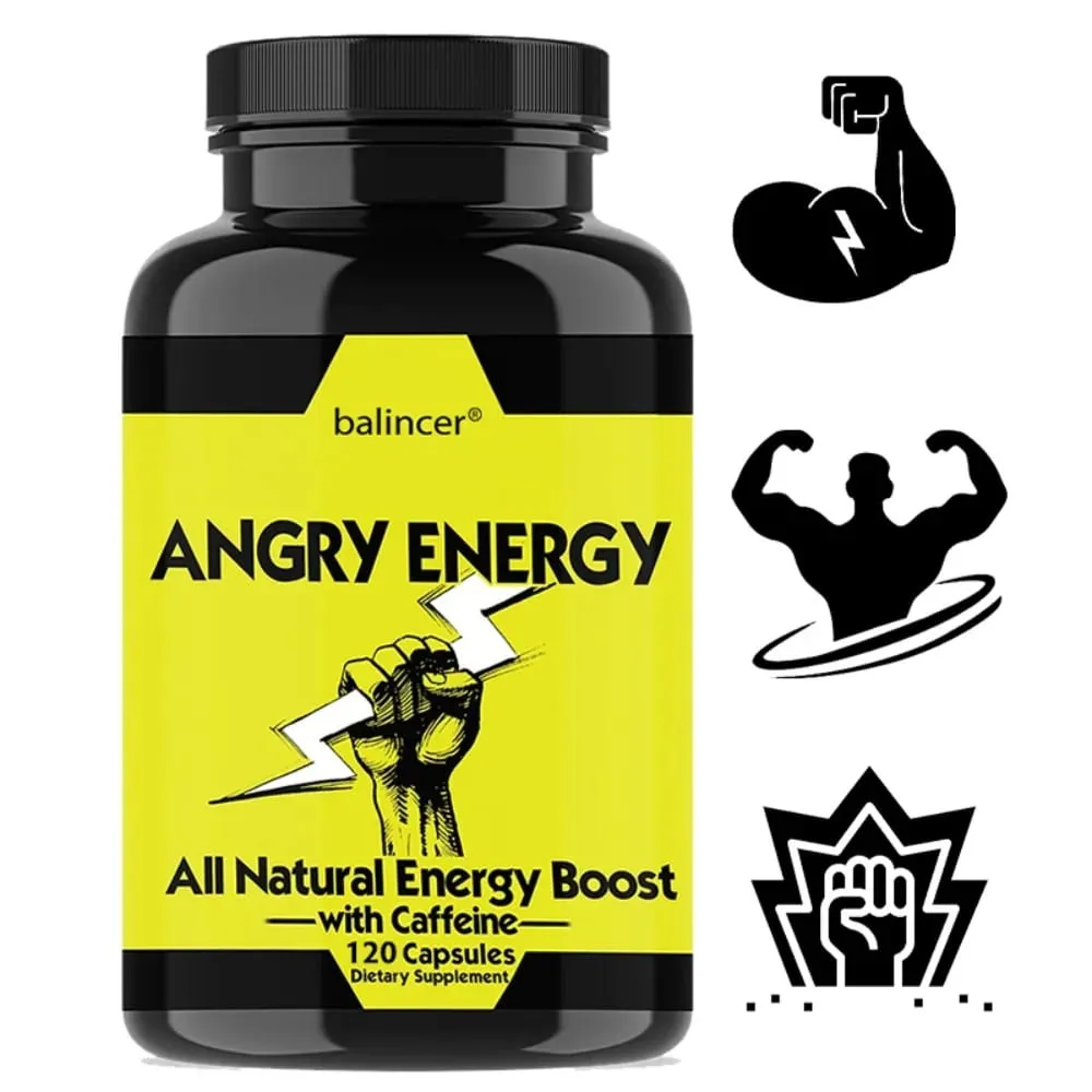 Angry Energy Caffeine Capsules Natural Non-GMO Increase Stamina and Focus Mind & Body Health — image 1