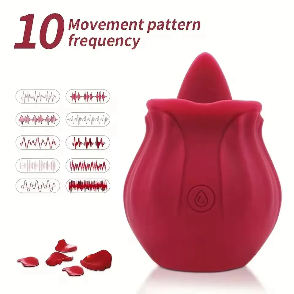 Rose Tongue Licking Vibrator G Spot Clitoris Nipple Stimulator Massager Masturbator Adult Sex Toys for Couples Adult