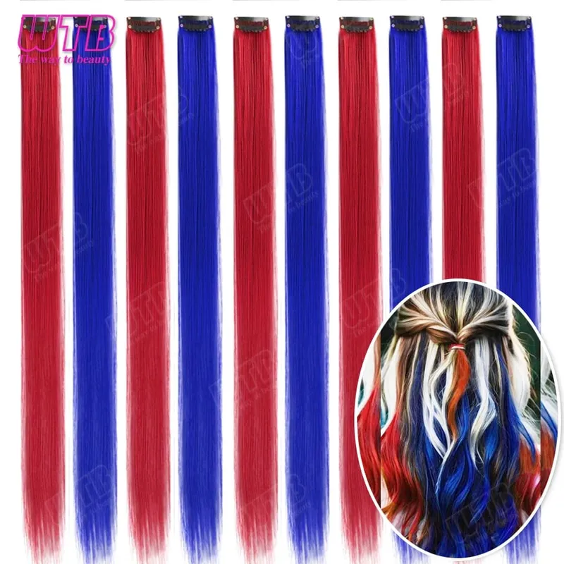 10Pcs Colored Synthetic Extension Wigs BB Clip Style Straight Hair Extensions Suitable for Women to Wear at Holidays and Parties