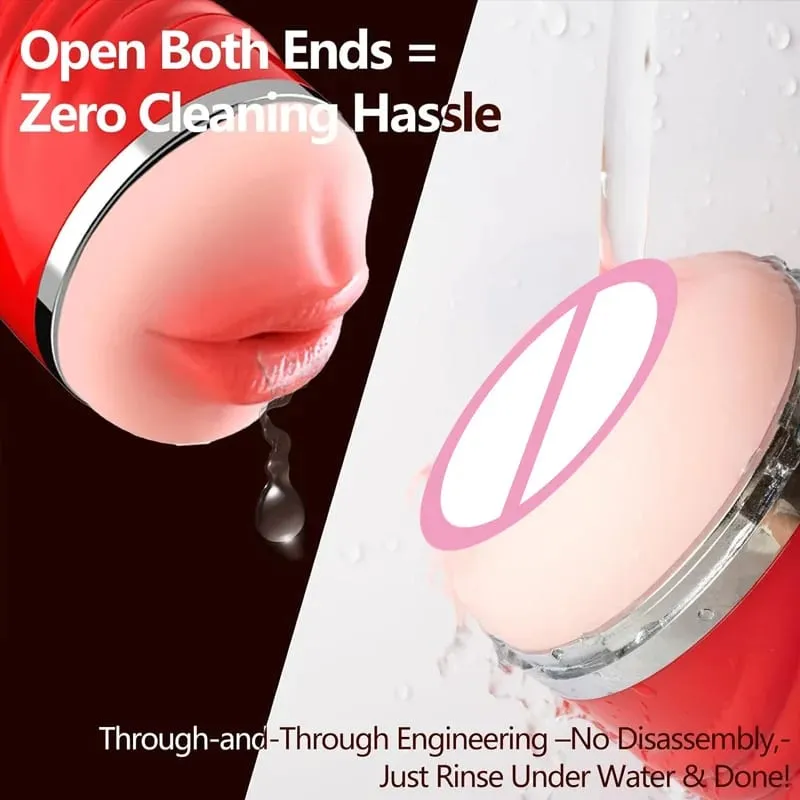 2 IN 1 Realistic Artificial Vagina for Men Masturbator Cup Deep Throat Blowjob Massager Pocket Pussy Erotic Penis Adult Sex Toys