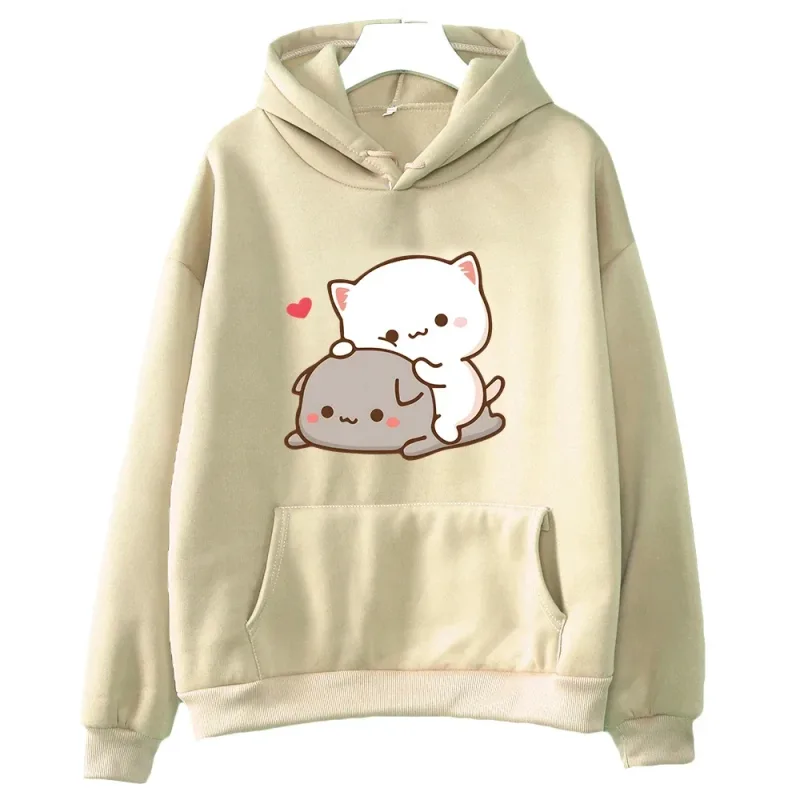 Mochi Peach And Goma Cute Cat Hoodie Sweatshirt for Girls Fashion Kawaii Cartoon Pullovers Women_Men Environmental protection — image 12