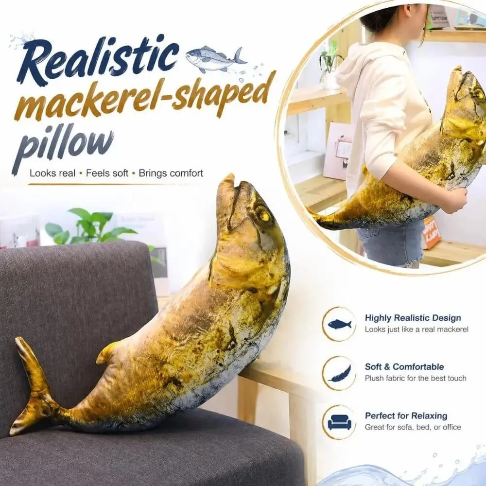 New Realistic Mackerel Plush Pillow Plush Soft Stuffed Fish Plush Toy Food Plush Toy Sofa Bed Decor — image 1