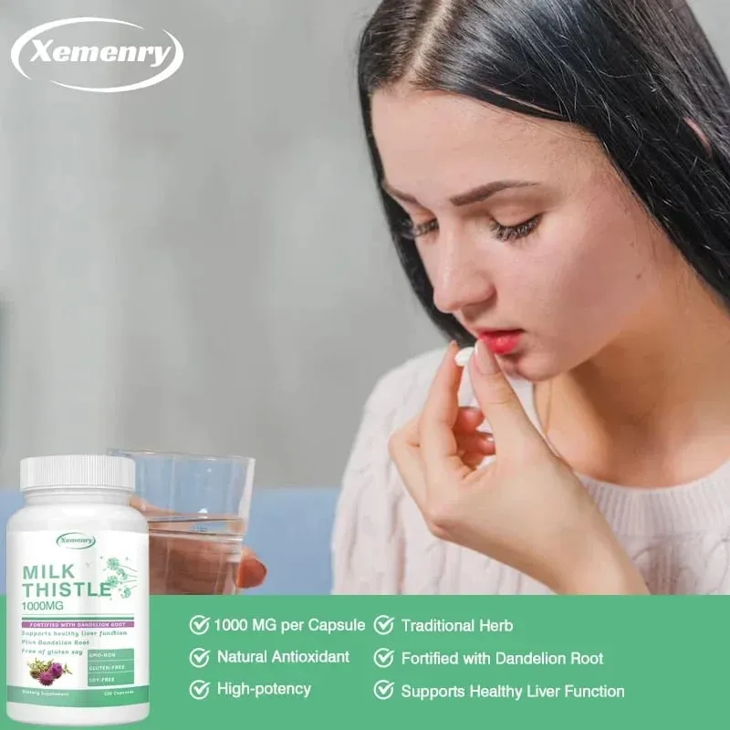 Liver Detox Cleanse - with Milk Thistle - Improves Liver Function Supports Fat Metabolism Antioxidant - 120 Capsules