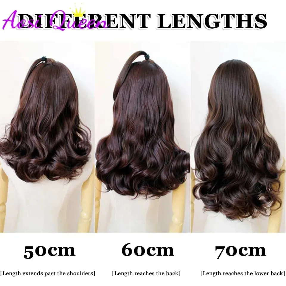 3Pcs/Set 6Clips Hair Extension Black Long Large Wavy Curls Natural Hair Hairpiece Heat Resistant Fiber For Women Hairstyle — image 7