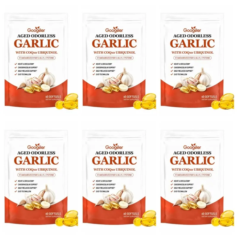 Mga Lumang Walang Amoy na Bawang Softgel na may CoQ10 Ubiquinol at K2 Blood Pressure Suporta sa Puso at Sirkulasyon ng Cholesterol 60 Softgels