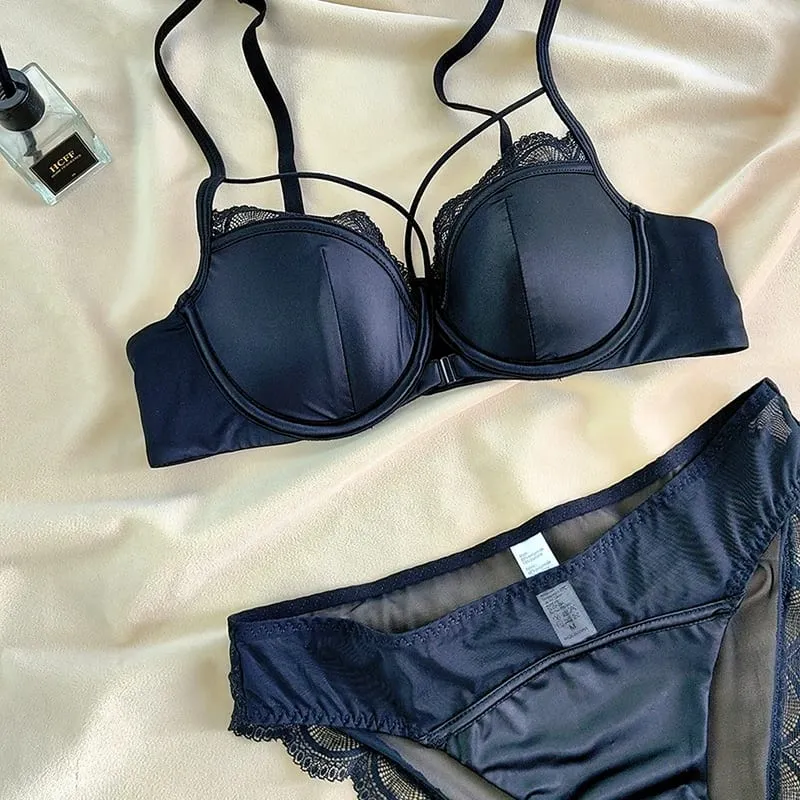 French Front Buckle Thin Cup Bralette Sexy Hollow Women Underwear Set High Quality Lace Push Up Bras Breathable Comfort Lingerie — image 9