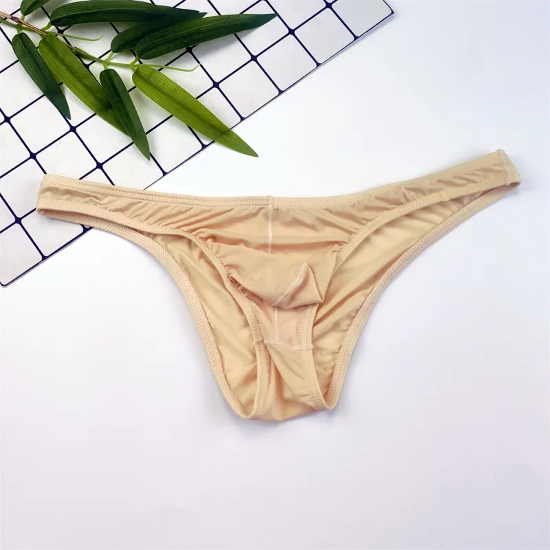 4PCS Men High Fork Briefs Mid Waist Elastic Ice Silk Brief Summer Underpants Ice Silk U Convex Pouch Male Underwear Silky Shorts — image 9