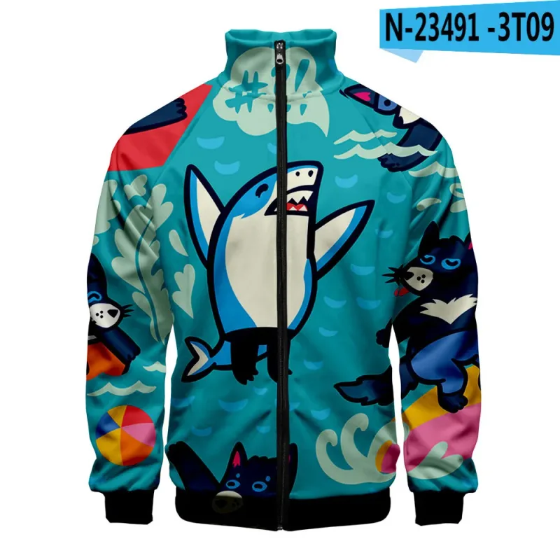 Popular Marine animals dolphin 3D Print Zipper Raglan Jacket Windbreaker Boys/Girls Comfortable Stand Collar Jackets Coats — image 2
