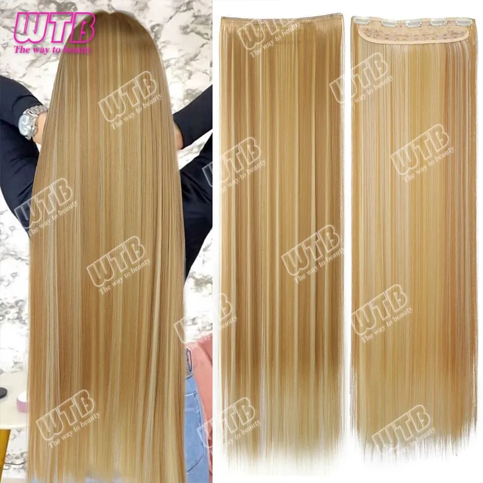 Extra Long Straight Synthetic 5 Clip Hair Extensions Ponytail Extension For Ladies Girls 20~40 Inches Clip In Extensions Hairpie — image 14
