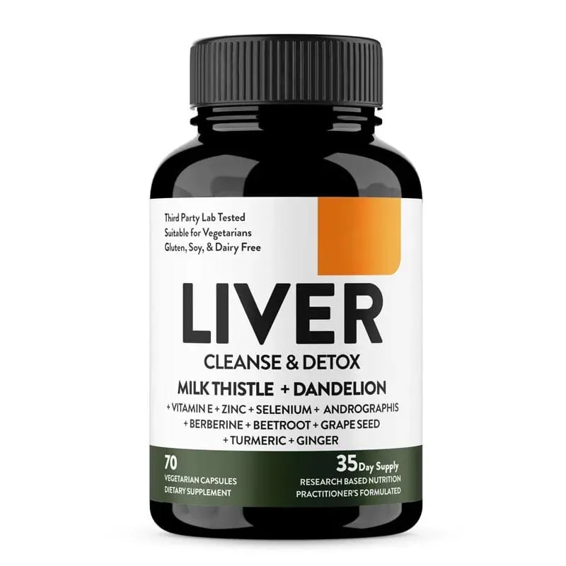 Liver Cleanse Detox Repair Support Capsules Milk Thistle Dandelion Root Turmeric Ginger Botanical Herbal Supplement 70 Count — image 8