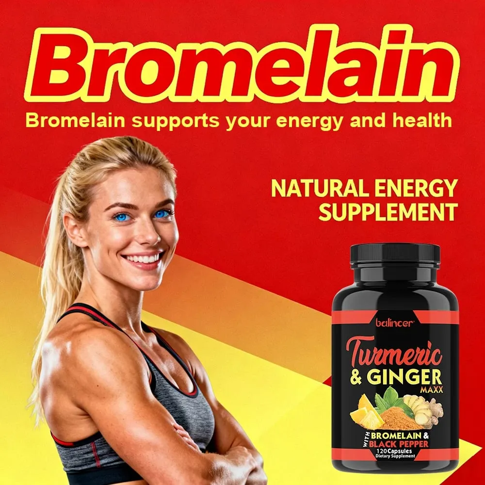 Organic Turmeric Curcumin Capsules with Ginger Support Joint Muscle Cardiovascular Cognitive Digestive & Immune Wellness — image 3