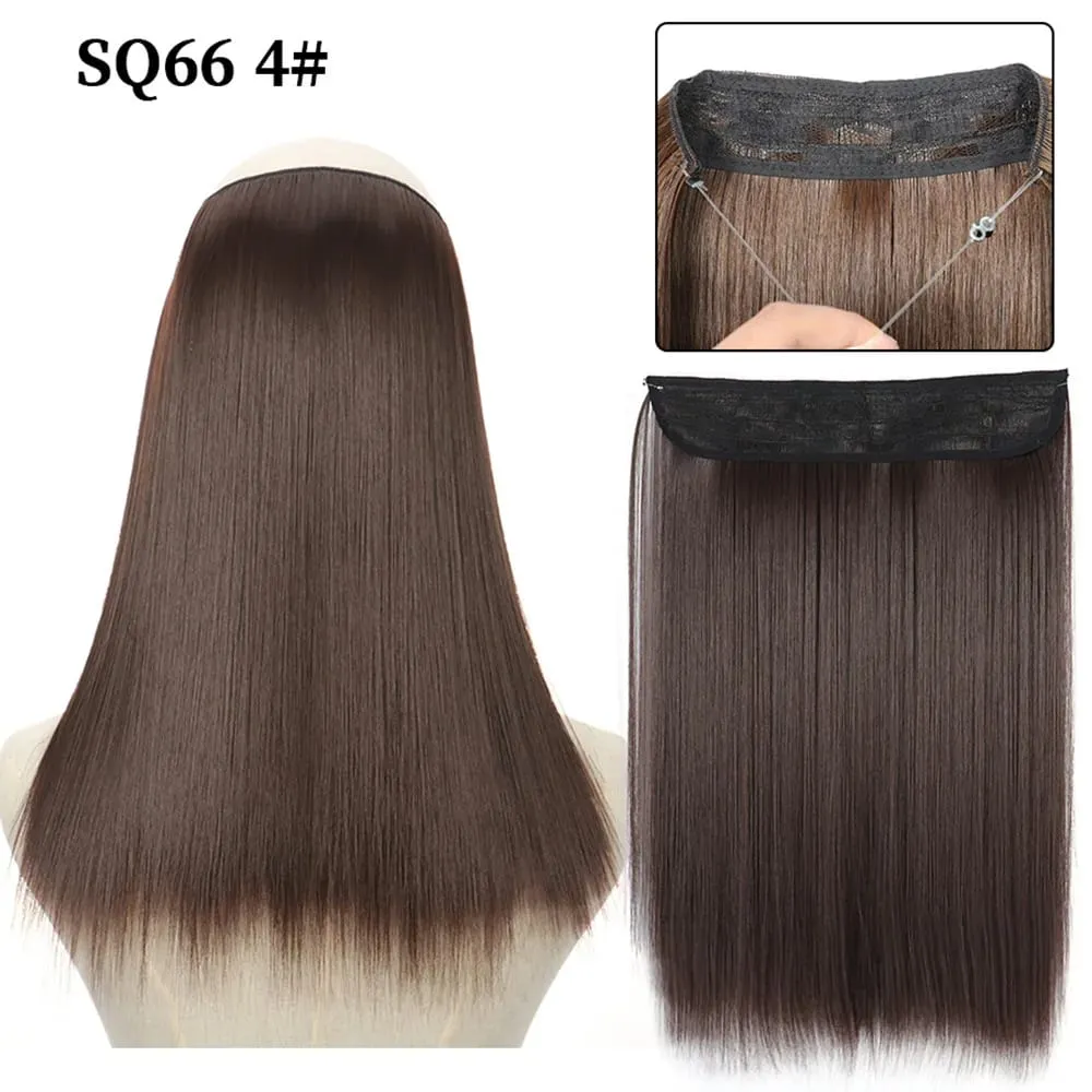 16/22inch Invisible Wire Hair Extensions Headband Adjustable Size Natural Long Straight Hairpiece Synthetic Hair Piece for Women — image 8