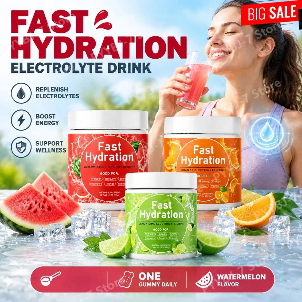 Electrolyte Drink Powder 3 Flavors with Sodium Potassium Magnesium Vitamin C B12 Supports Fluid Balance Energy & Endurance 158g — image 2