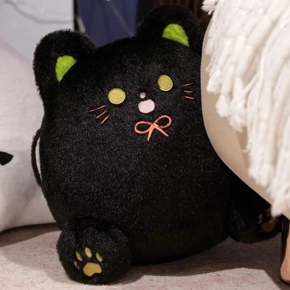 's Accompany PP Cotton Calico Cat with Hand Pocket Smile White Cat Pillow Plump Funny Black Cat Children Girl — image 5