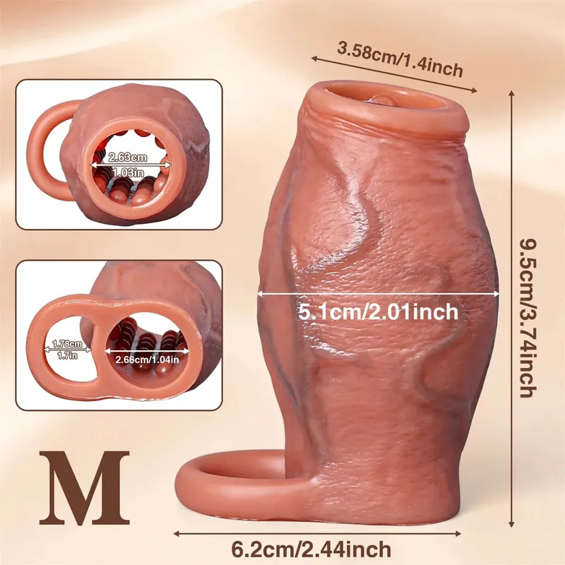 Skin Feeling Realistic Dildo Dick Pump Sleeve Enlargement Penis Covers Extender Men's Condoms Cock Ring Adult Sex Toy For Male — image 8
