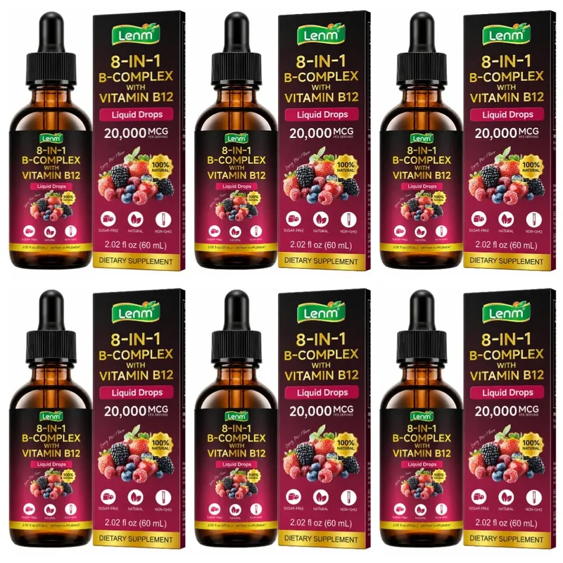 8-in-1 Vitamin B Complex Drops Maximum Absorption with Folate Vitamin B12 Supports Energy Focus Metabolism & Nervous Health 60ML — image 12