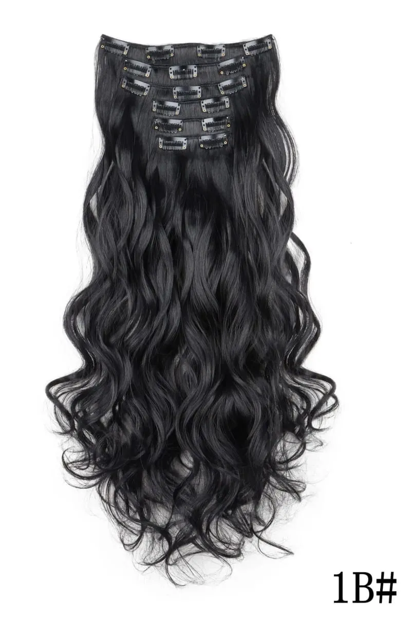 Black Hair Extensions 6pcs/set Women Long Straight Synthetic Full Head Clip 16Clips Ombre Heat Resistant Fiber Hair Kpop Cosplay — image 8