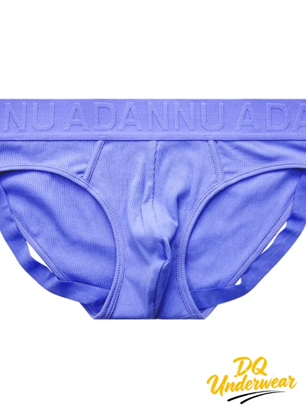 1PCS Solid Color Ribbed Male Briefs ADANNU Embossed Logo Elastic Waist Stretch Comfort Daily Bikini Underpants AD759