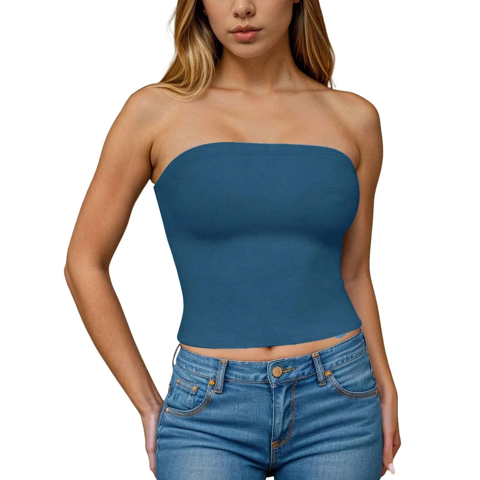 Sexy Off Shoulder Tube Tops Women Strapless Solid Color Backless Bandeau Tops Summer Slim Fit Bottoming Shirts Underwear