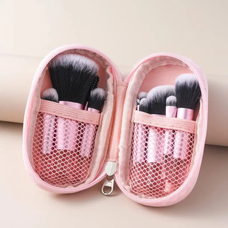 10pcs Makeup Brush Sets Plastic Mini with Bag Multifunctional Makeup Brush Travel Portable Makeup Tool