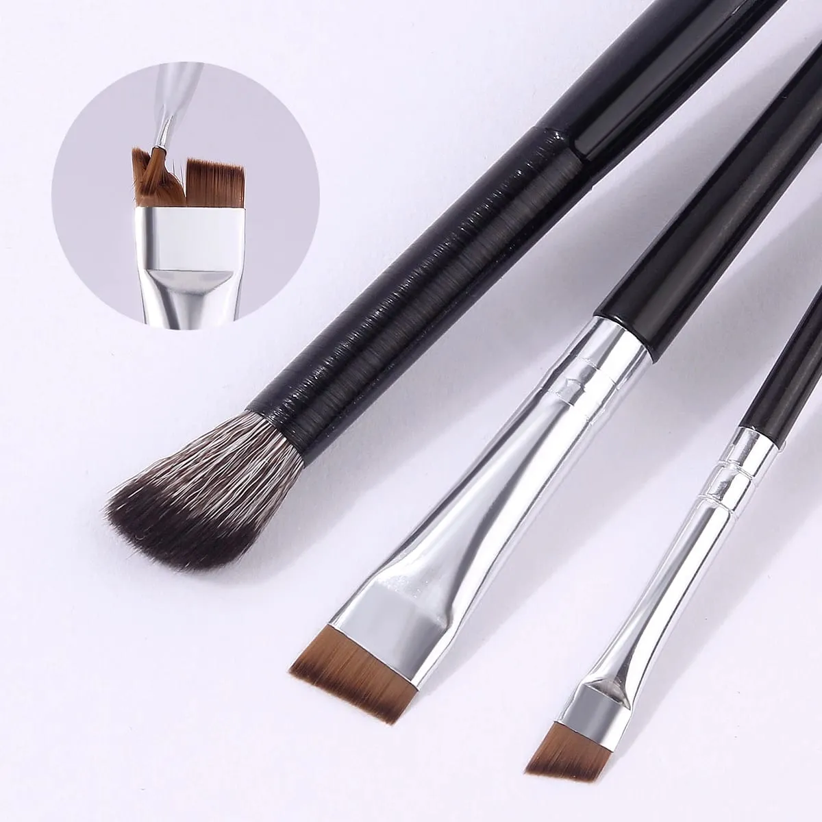 3Pcs Professional Eyebrow Concealer Makeup Brushes Set Soft Synthetic Hair Angled Eye Shadow Blending Brush for Eye Makeup Tools — image 6
