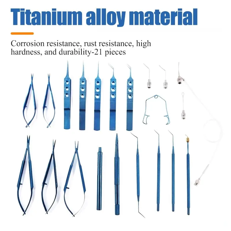 21 Pieces/set of Ophthalmic Cataract Surgical Instruments Set Stainless Steel Titanium Alloy Ophthalmic Precision Surgical Tools — image 2