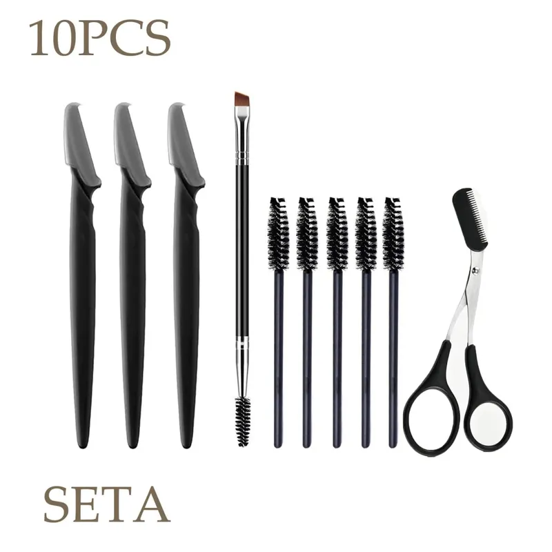 3/5/10Pcs Eyebrow Kit For Women Eyebrow Trimmer Razor Scissors Brushes Tweezers Grooming Tool Set — image 13