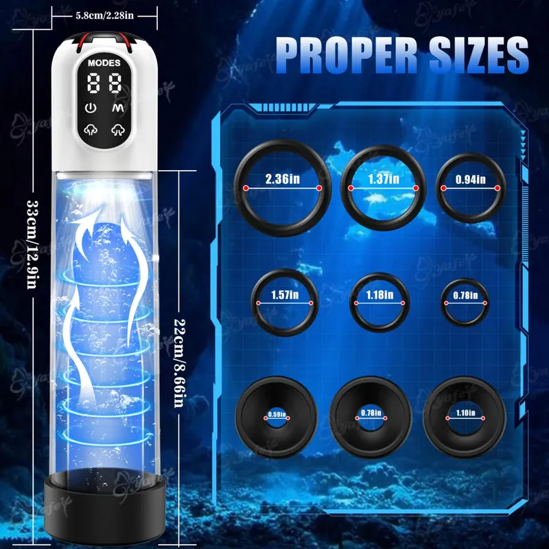 IPX7 Waterproof Electric Penis Pump Adult Sex Toys Dick Enlarger for Men Erection Penis Enlargement Masturbator Sex Toys for Men