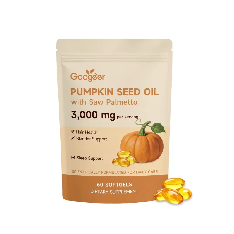 Googeer Pumpkin Seed Oil Softgels with Saw Palmetto 3000mg Hair Health Bladder Comfort Sleep Support Supplement 60 Softgels