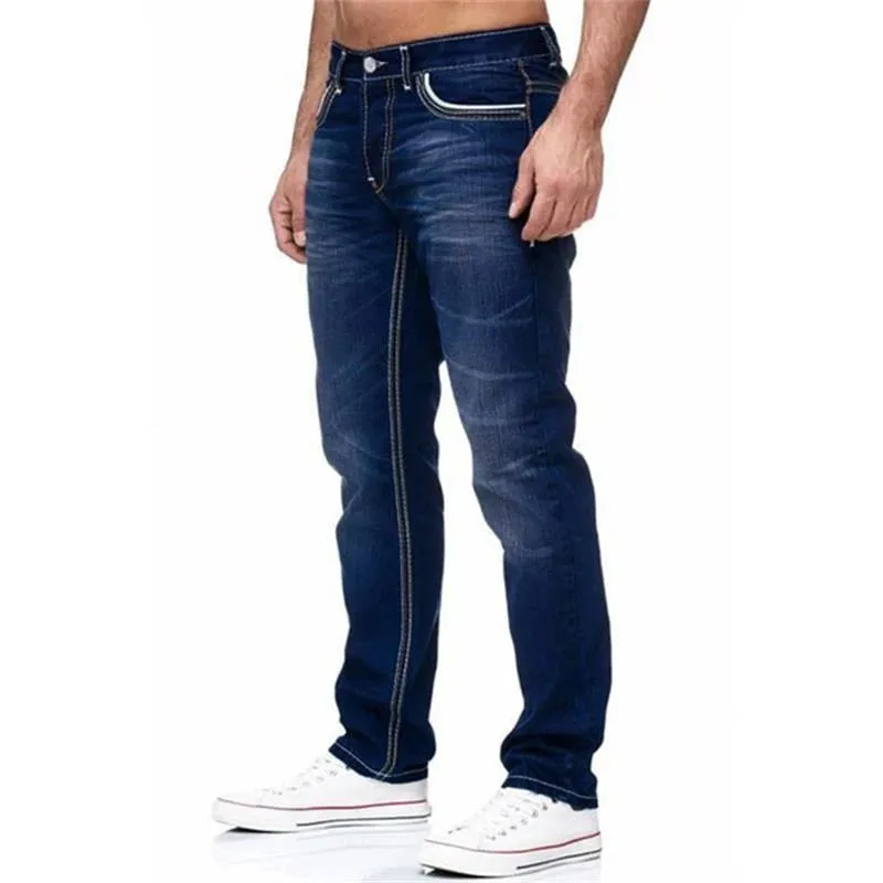 Straight Jeans Men Washed no hole Jean Spring Summer Boyfriend Jeans Streetwear Loose Cacual Designer Long Denim Pants Trousers — image 6