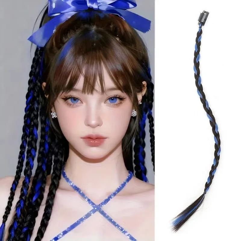 1PCS Y2K Style wig Braid 20 inch Multi-Color Synthetic Hair Clip Suitable for Daily Christmas and Music Festival Parties