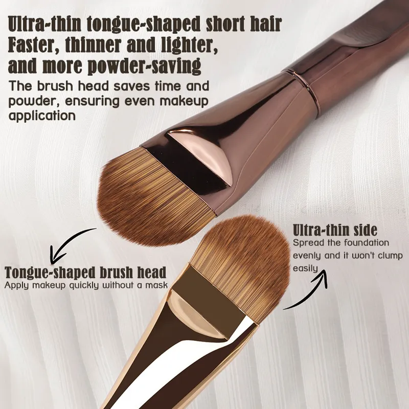 1pcs Ultra Thin Foundation Brush Tongue-Shaped Seamless Concealer Flat Head Soft Hair Beauty Tools Makeup Brushes Mask Brush — image 3