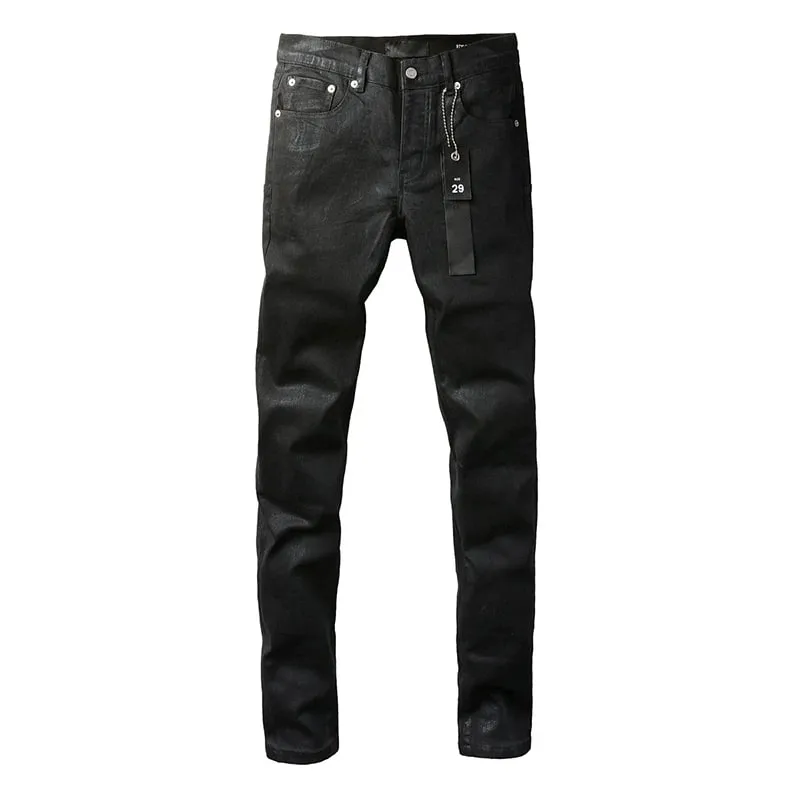 Men's American High Street Distressed Solid Black Coated High Stretch Skinny & Slim Fit Jeans Pant — image 3
