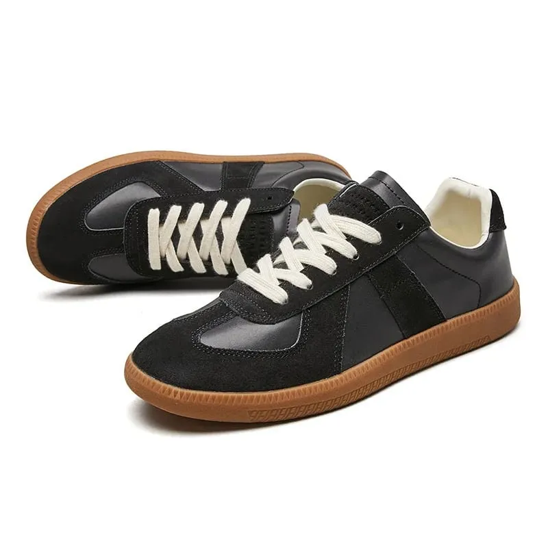 Men Retro Suede Leather Casual Sneakers Lace Up Flat Skate Shoes Comfortable Non Slip Sports Shoes for Men — image 13