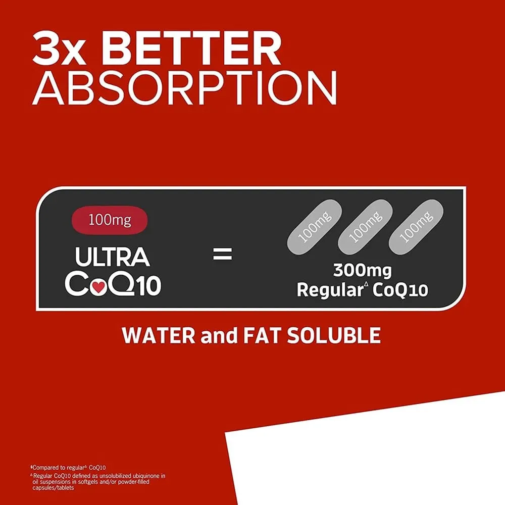 Ultra CoQ10 100mg Softgels 3x Better Absorption Antioxidant for Heart Health & Energy Coenzyme Q10 Vitamins and Supplements — image 3