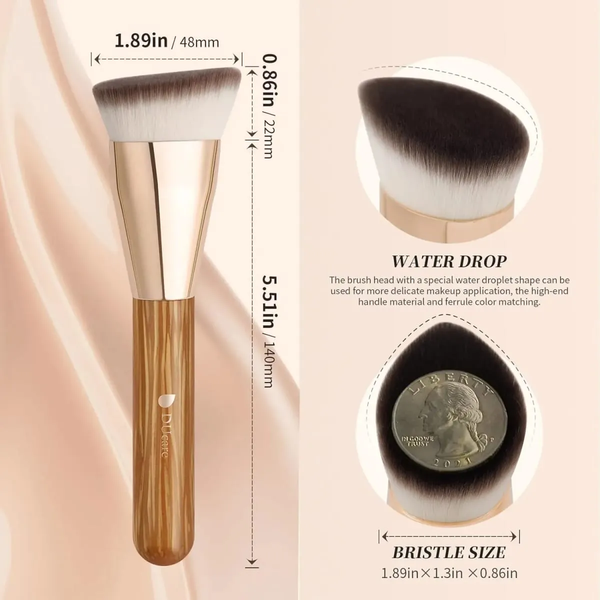 DUcare Angled Foundation Brush Professional Liquid Cream Powder Brush Contoured Blending and Buffing Face Makeup Cosmetic Tool