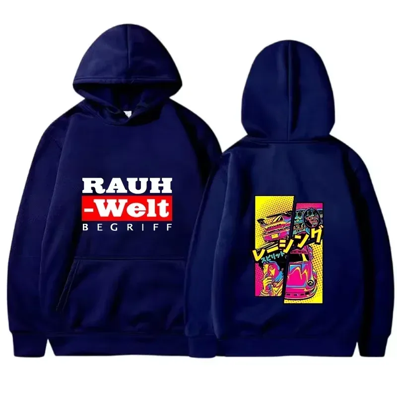 Rauh Welt 連帽衫車寬體改裝 JDM 賽車普普藝術漫畫美學黑色超大休閒運動衫長袖 — image 7