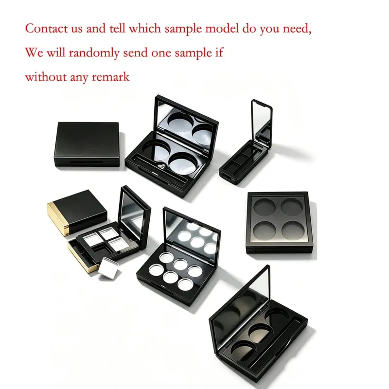 Batch Sale Price For Square 2/3/4/5/6/9/12 Colors Black Plastic Empty Eye Shadow Palette Blusher Powder Container