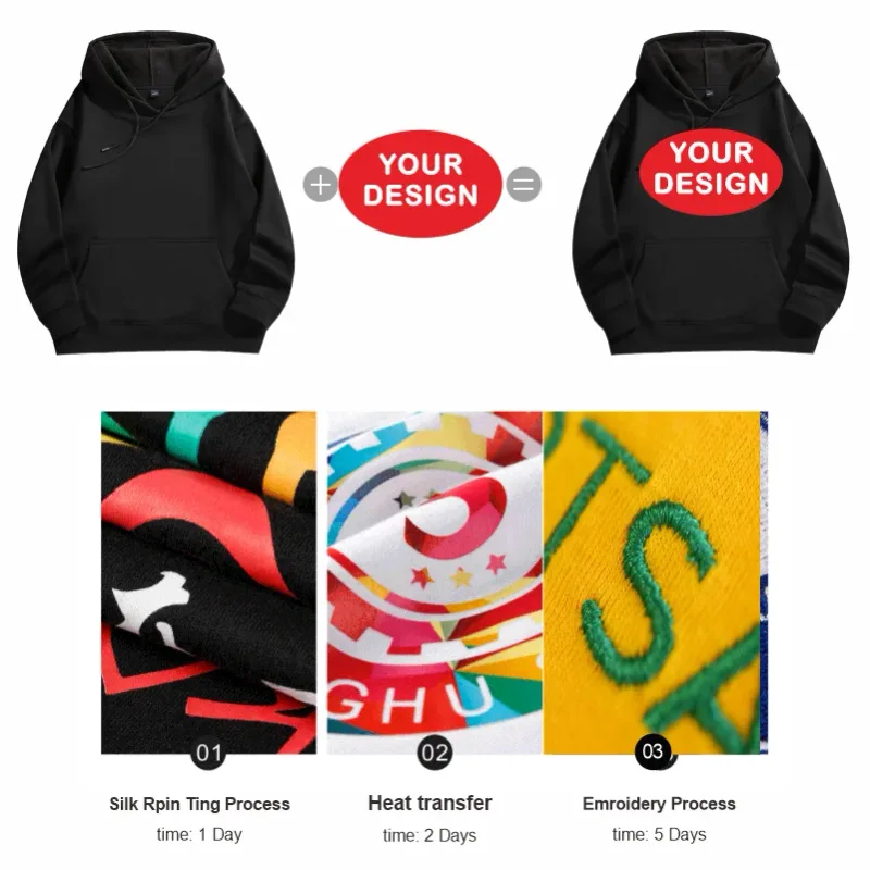 Hoodies Lelaki Dan Wanita Bercetak Tersuai Fesyen Kasual Longgar Pullover Lengan Panjang Bersulam LOGO Baju Sukan Jalanan