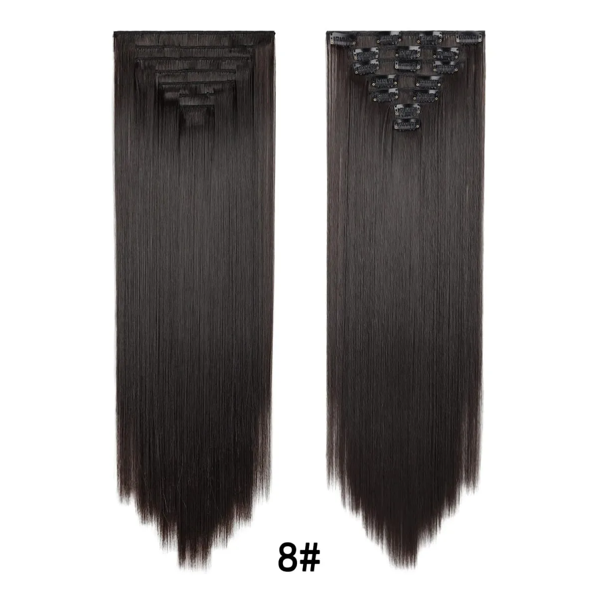 24 Inch Clip-in Hair Extensions 7 Pcs Long Straight Synthetic Hair Extensions Invisible Clip-ins Hairpieces for Women Daily — image 17