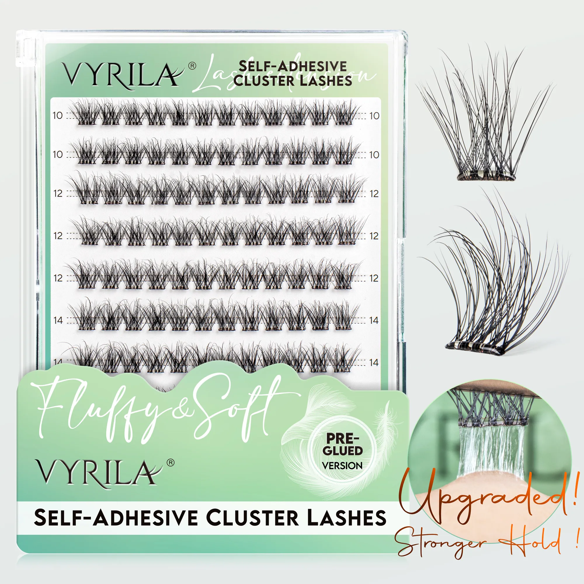 Self Adhesive Eyelashes ไม่ต้องใช้กาวขนตา 10-16 มม.Pre Glued Cluster Lashes D Curl นุ่มธรรมชาติกดบนขนตา