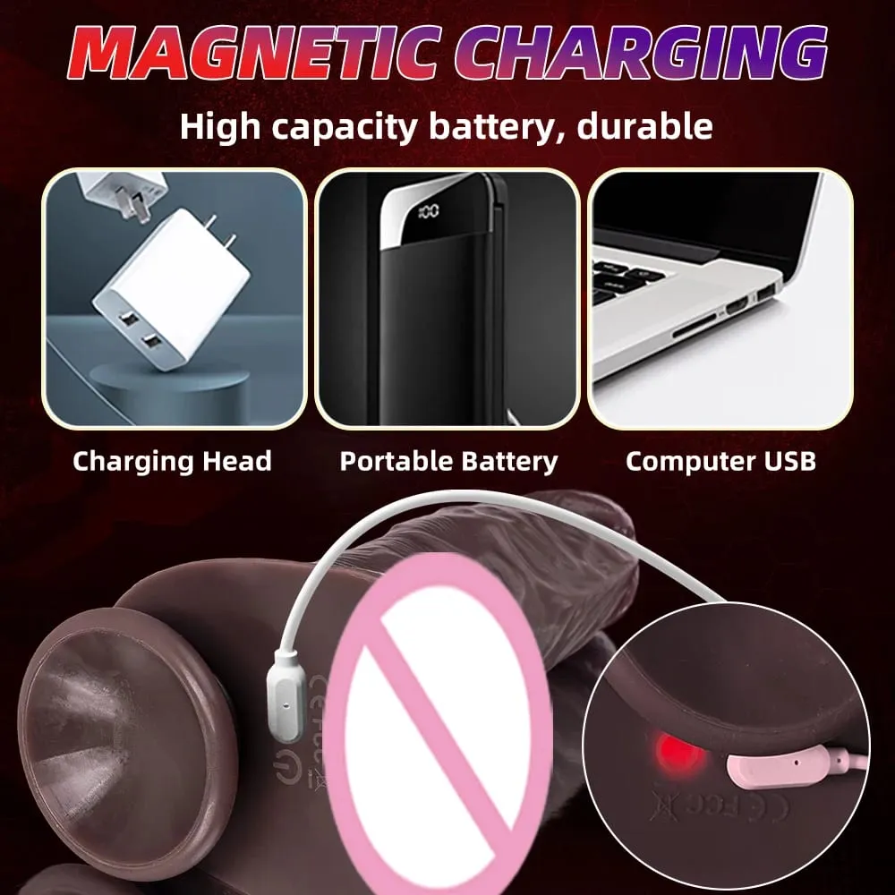 10 Modes Penis Vibrating Rotating Heating Telescopic Thrusting Dildo Vagina Dick Anal Use Unisex Electric / Manual Sex Toys — image 3