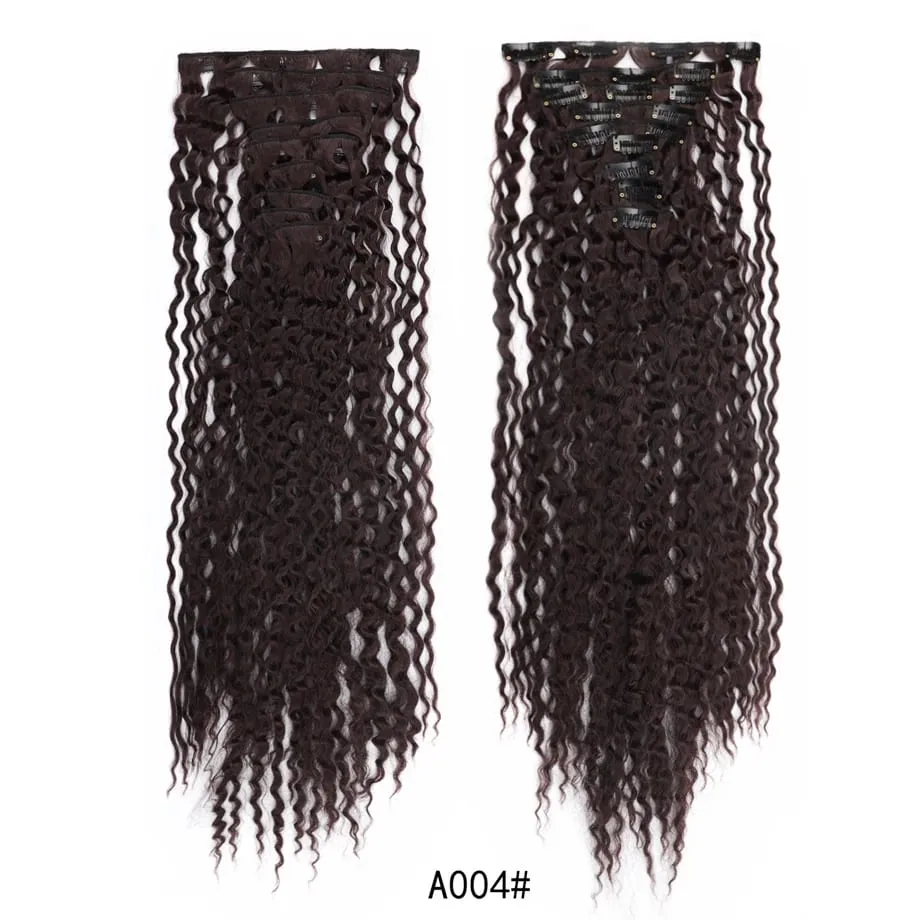 9pcs Clip in Hair Extensions 22 Inch Curly Wavy Hair Extension Loose Long Soft Synthetic Hairpieces for Women Daily Hairstyle — image 12