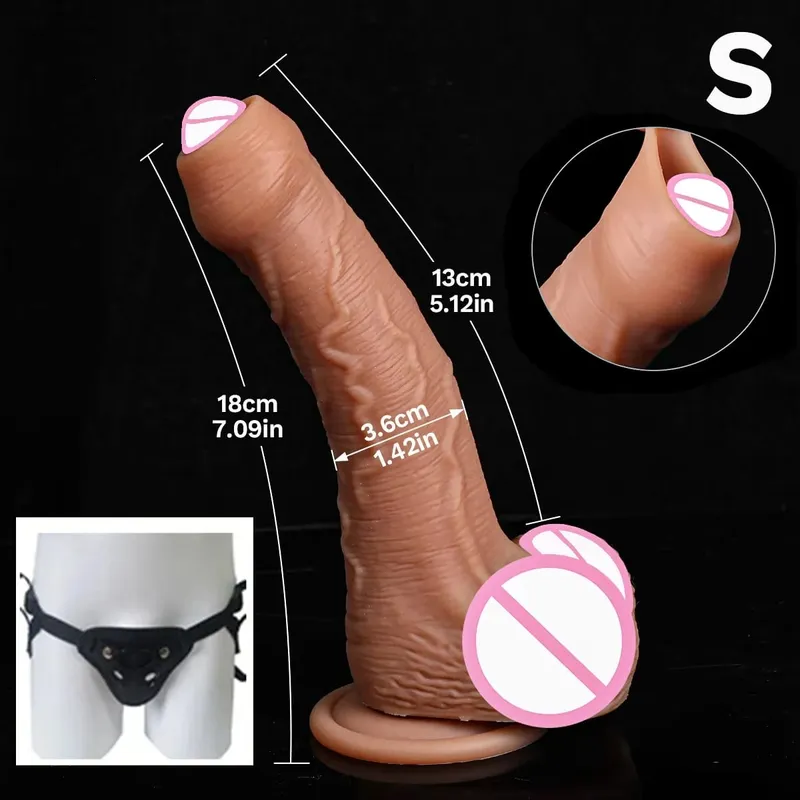 Murah Lembut Ayam Realistis Strapon Besar Dildo Kulit Merasa Penis Kecil Double Silicone Suction Cup Kontol Gay Anal Mainan Seks Pria wanita — image 11