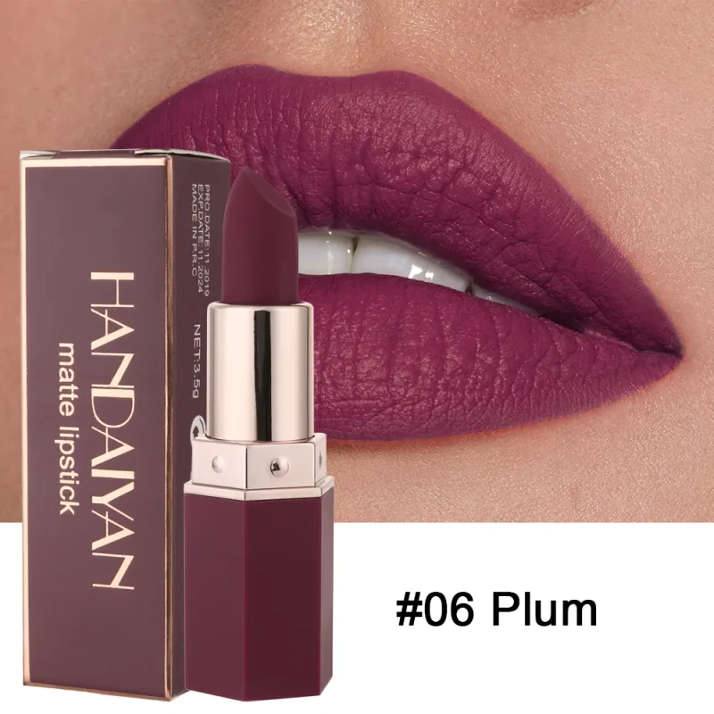 Fugtgivende mat læbestift 6 nuancer Langvarig Ikke-overførsel Nude Lip Gloss HANDAIYAN Kosmetik til damer — image 9