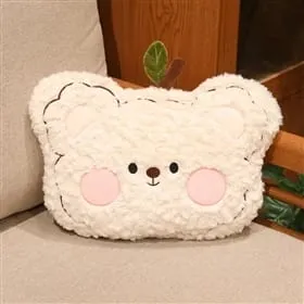 40cm Teddy Bear Head Plush Pillow Cute Bear Face Throw Pillow Soft Fluffy Stuffed Cushion Sofa Bedroom Home Decor Gift — image 1